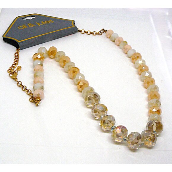 Ali & Jules Elegant Faceted Beaded Necklace w Adjustable Gold Chain Retro Vintag - Picture 1 of 1